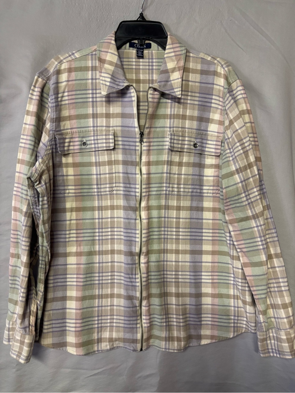 Chaps Women’s Pastel Plaid Zip-Front Shirt Jacket